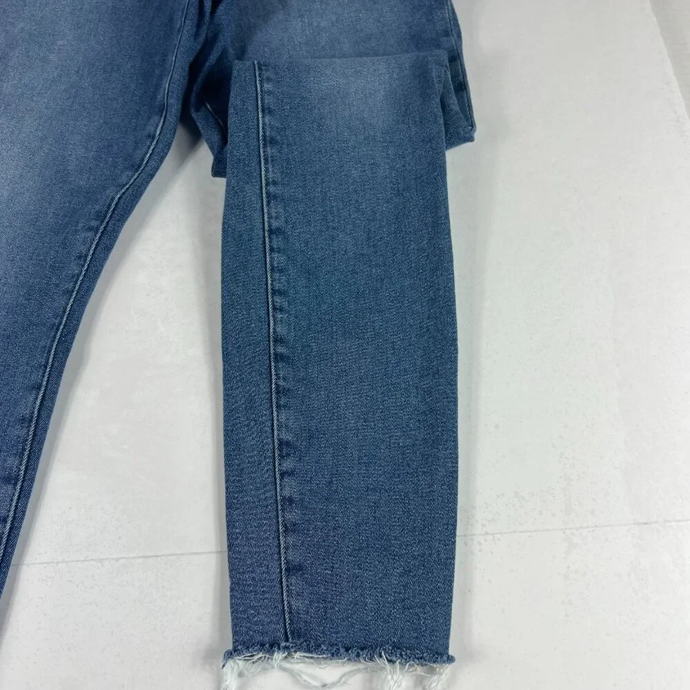 Good American Jeans Women's 12 Good Legs Skinny Ankle Blue Faded Stretch Denim